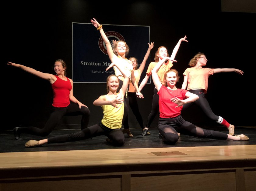 Campers performing in Friday night show at overnight dance camp for girls