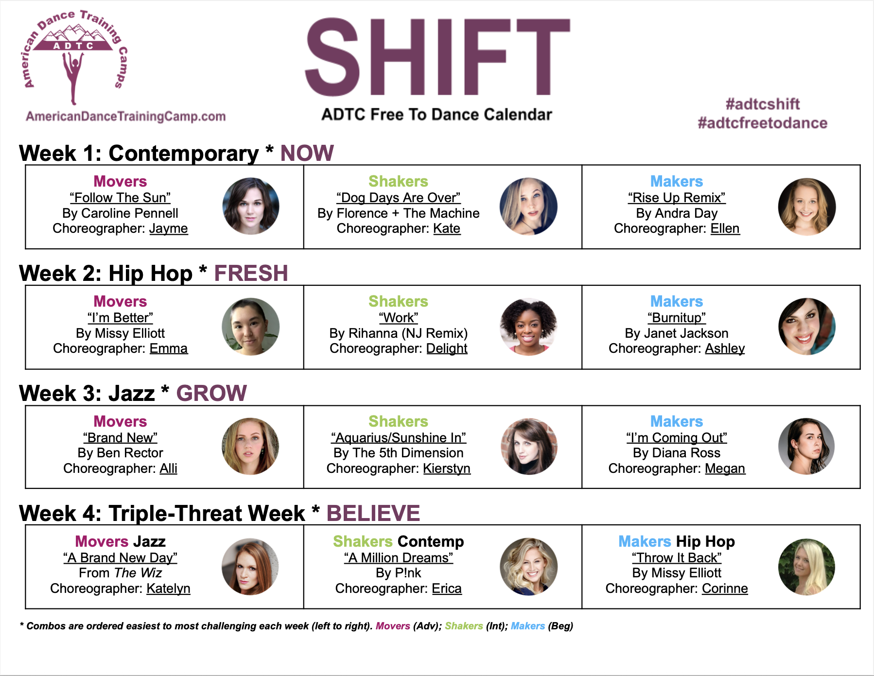 Free Online Dance Classes | ADTC Calendar ~ SHIFT